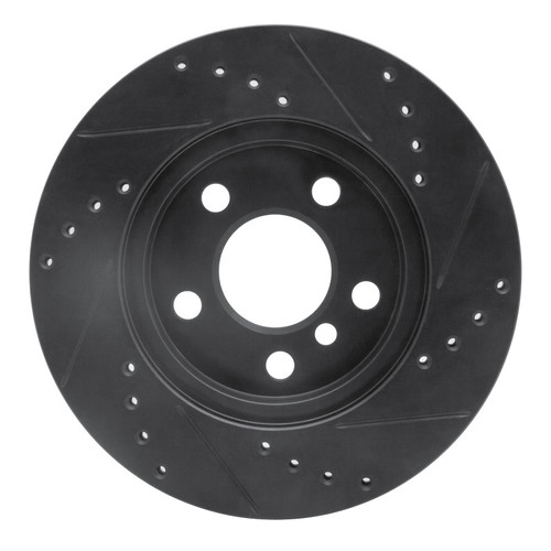 R1 14-21 BMW i3 Front Left Drilled & Slotted Black Brake Rotor