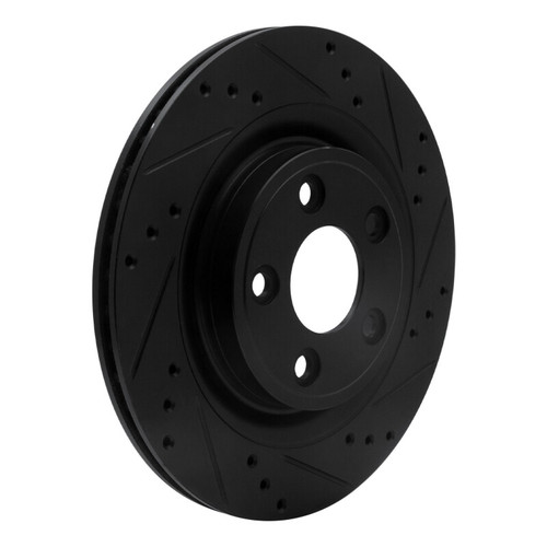 R1 06-08 Jaguar S-Type Rear Right Drilled & Slotted Black Brake Rotor