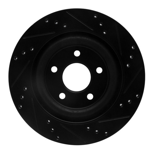 R1 06-08 Jaguar S-Type Rear Left Drilled & Slotted Black Brake Rotor