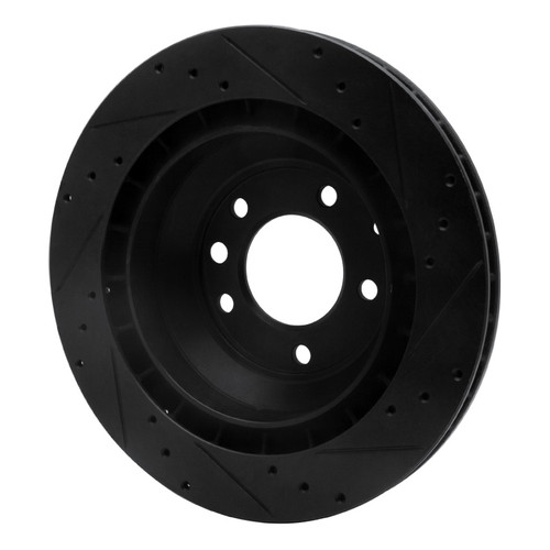 R1 05-18 Porsche Cayenne Rear Left Drilled & Slotted Black Brake Rotor