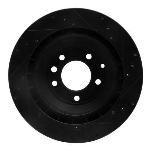 R1 05-18 Porsche Cayenne Rear Left Drilled & Slotted Black Brake Rotor