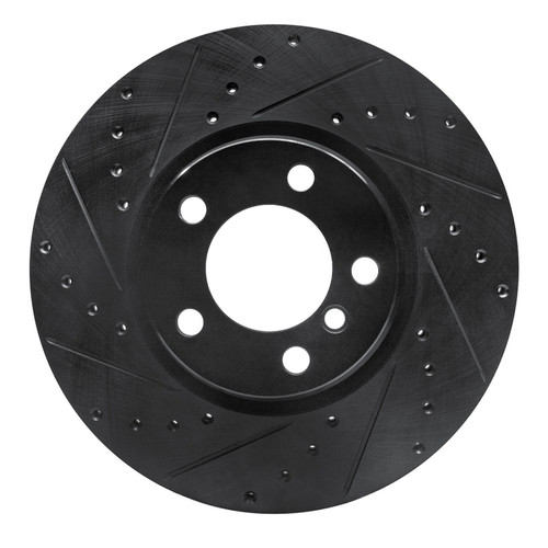 R1 12-18 BMW 228I Front Left Drilled & Slotted Black Brake Rotor
