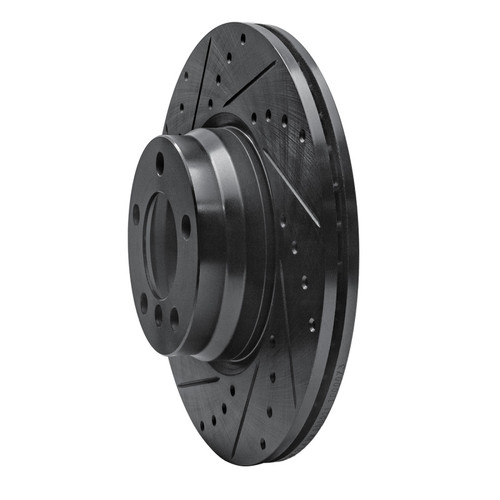 R1 12-18 BMW 228I Front Left Drilled & Slotted Black Brake Rotor