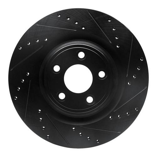 R1 14-21 Jaguar F-Type Rear Right Drilled & Slotted Black Brake Rotor
