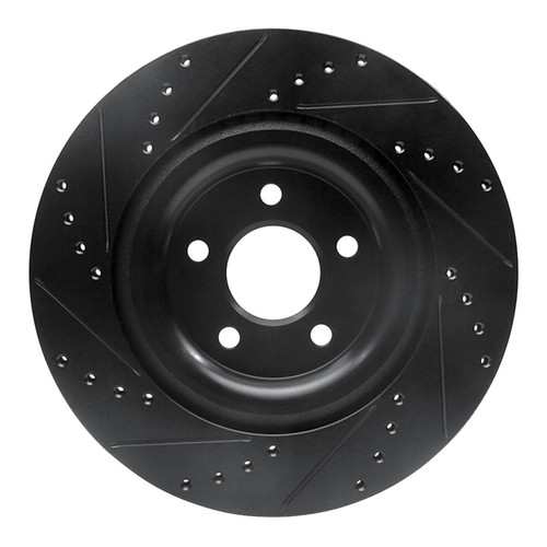 R1 14-21 Jaguar F-Type Rear Right Drilled & Slotted Black Brake Rotor