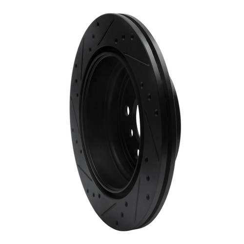 R1 06-20 BMW 325XI Rear Right Drilled & Slotted Black Brake Rotor