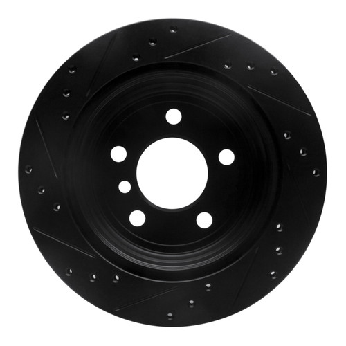 R1 06-20 BMW 325XI Rear Right Drilled & Slotted Black Brake Rotor