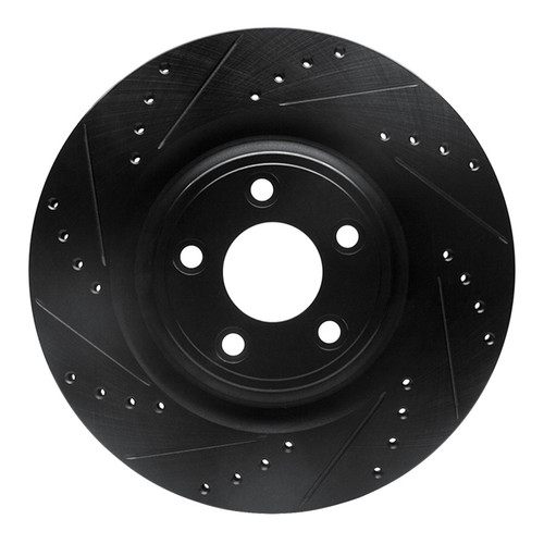 R1 14-21 Jaguar F-Type Rear Left Drilled & Slotted Black Brake Rotor