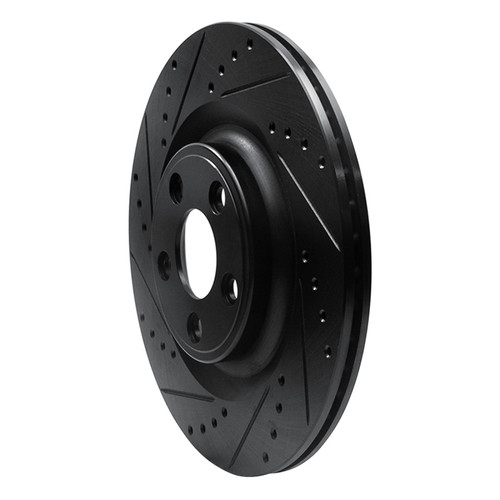 R1 14-21 Jaguar F-Type Rear Left Drilled & Slotted Black Brake Rotor