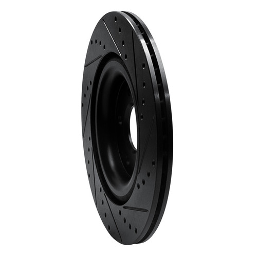 R1 14-21 Jaguar F-Type Rear Left Drilled & Slotted Black Brake Rotor