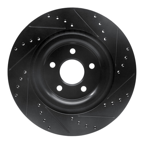 R1 14-21 Jaguar F-Type Rear Left Drilled & Slotted Black Brake Rotor