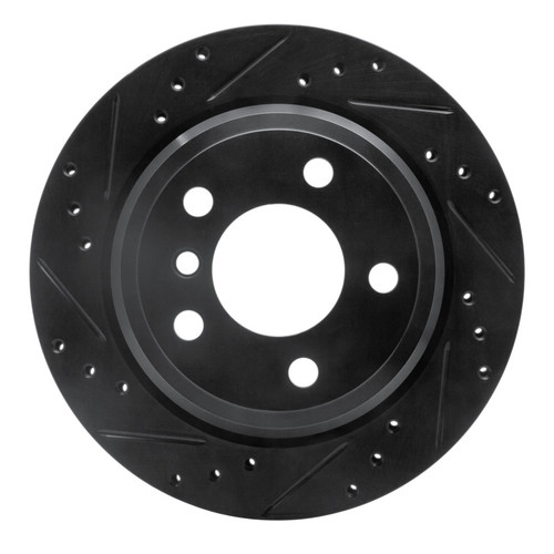 R1 06-20 BMW 328I Rear Left Drilled & Slotted Black Brake Rotor