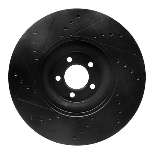 R1 10-24 Jaguar XKR Front Right Drilled & Slotted Black Brake Rotor