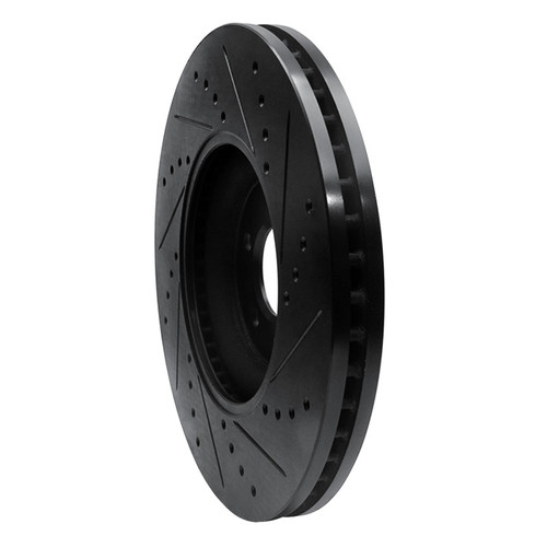 R1 10-24 Jaguar XF Front Left Drilled & Slotted Black Brake Rotor