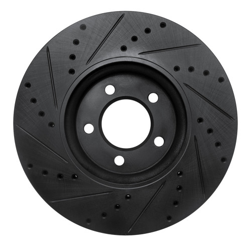 R1 06-08 Jaguar S-Type Front Right Drilled & Slotted Black Brake Rotor