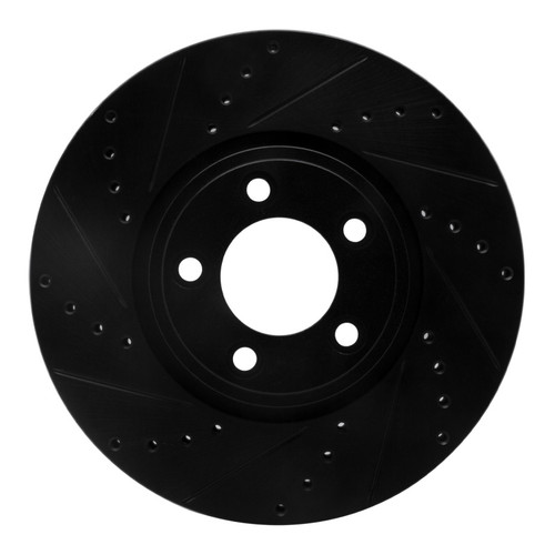 R1 06-08 Jaguar S-Type Front Left Drilled & Slotted Black Brake Rotor