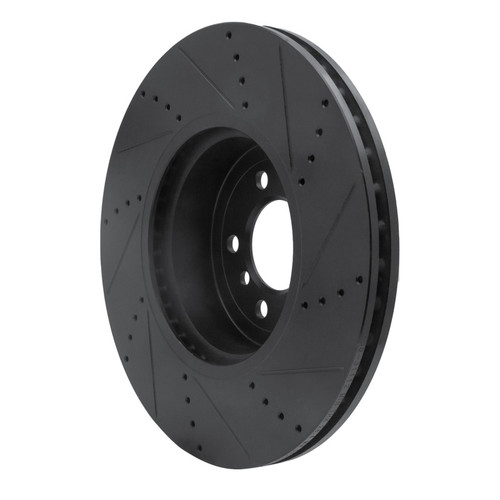 R1 13-20 BMW 440I Gran Coupe Front Left Drilled & Slotted Black Brake Rotor