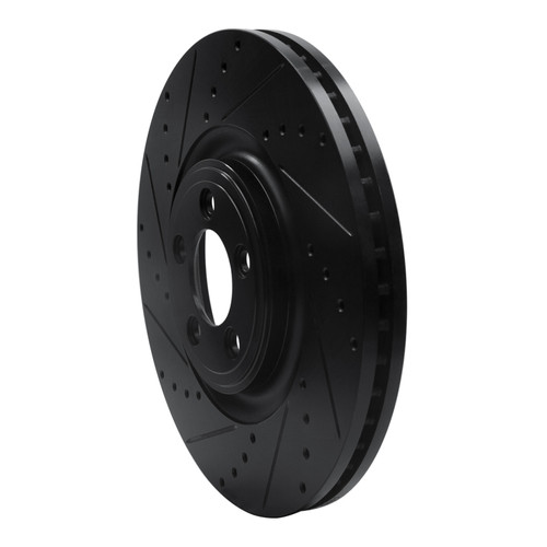 R1 06-21 Jaguar F-Type Front Left Drilled & Slotted Black Brake Rotor