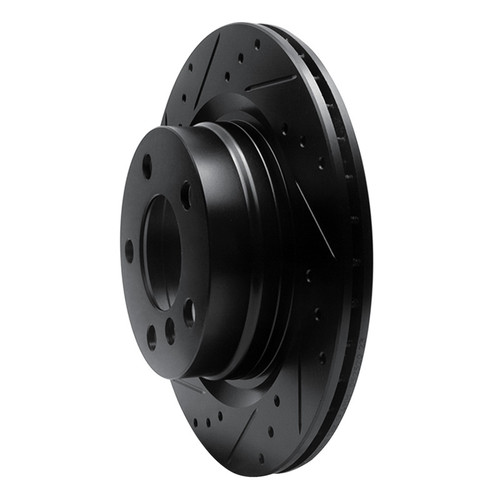 R1 06-21 BMW 228I xDrive Rear Left Drilled & Slotted Black Brake Rotor