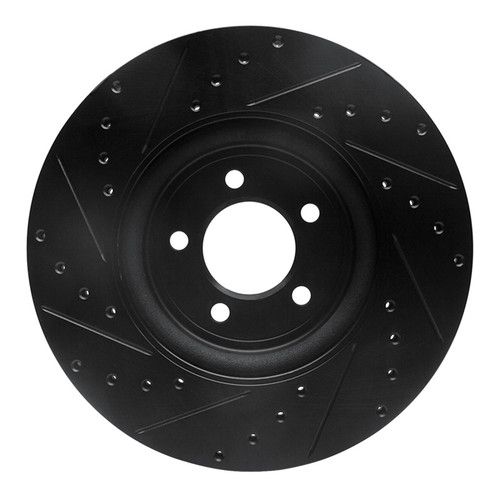 R1 06-10 Jaguar XK Front Right Drilled & Slotted Black Brake Rotor