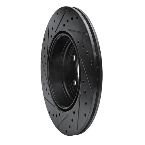 R1 12-20 BMW 335I GT xDrive Rear Right Drilled & Slotted Black Brake Rotor