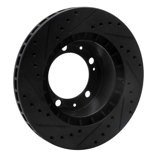 R1 89-97 Porsche 911 Front Right Drilled & Slotted Black Brake Rotor
