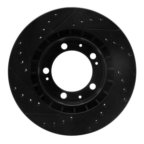R1 89-97 Porsche 911 Front Right Drilled & Slotted Black Brake Rotor