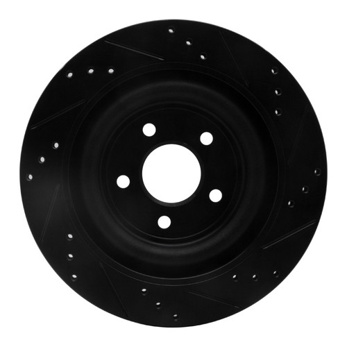 R1 06-15 Jaguar Super V8 Rear Left Drilled & Slotted Black Brake Rotor