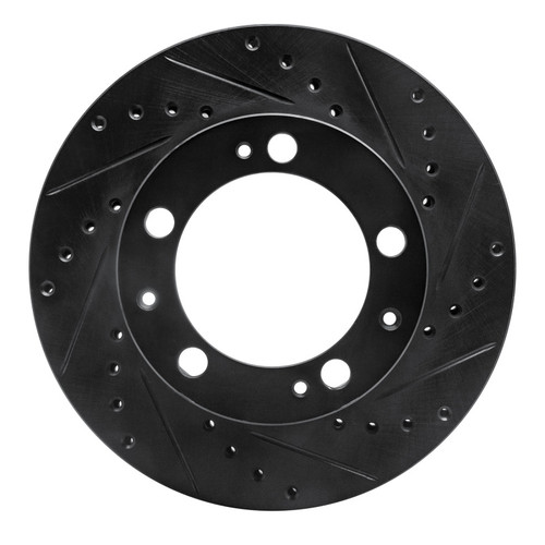 R1 87-89 Porsche 944 Except Turbo Front Right Drilled & Slotted Black Brake Rotor