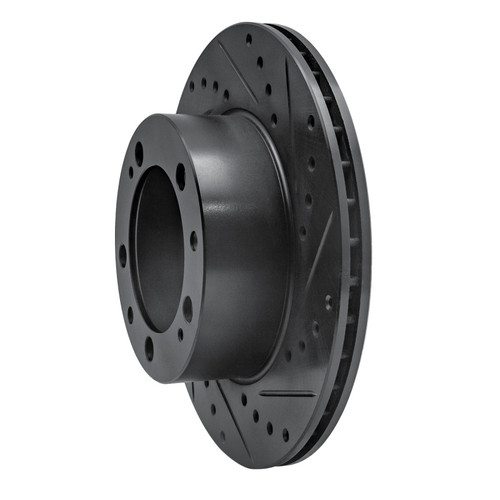 R1 87-89 Porsche 944 Except Turbo Front Right Drilled & Slotted Black Brake Rotor