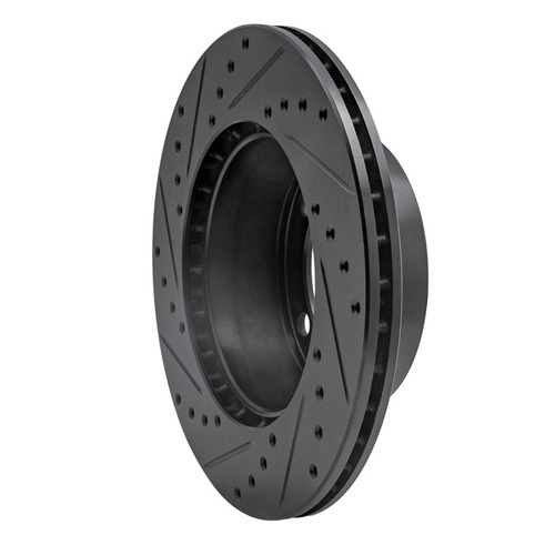 R1 87-89 Porsche 944 Except Turbo Front Right Drilled & Slotted Black Brake Rotor