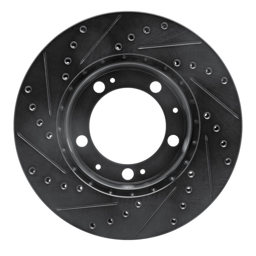 R1 87-89 Porsche 944 Except Turbo Front Right Drilled & Slotted Black Brake Rotor