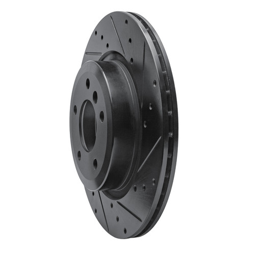 R1 11-16 BMW Z4 Rear Right Drilled & Slotted Black Brake Rotor