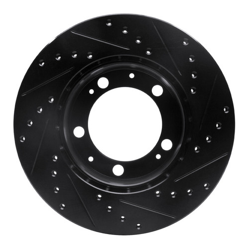 R1 87-89 Porsche 944 Except Turbo Front Left Drilled & Slotted Black Brake Rotor