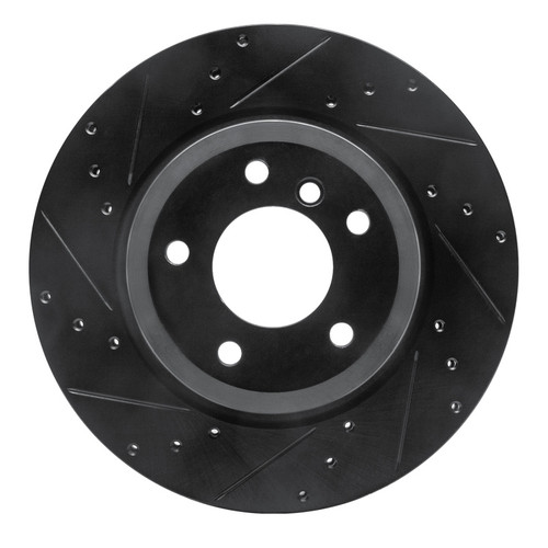 R1 11-16 BMW Z4 Rear Left Drilled & Slotted Black Brake Rotor