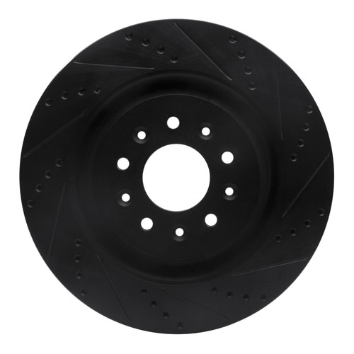 R1 00-06 Jaguar XKR Front Right Drilled & Slotted Black Brake Rotor