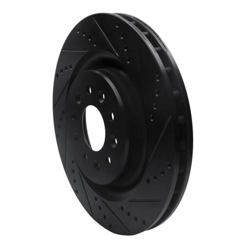 R1 00-06 Jaguar XKR Front Right Drilled & Slotted Black Brake Rotor