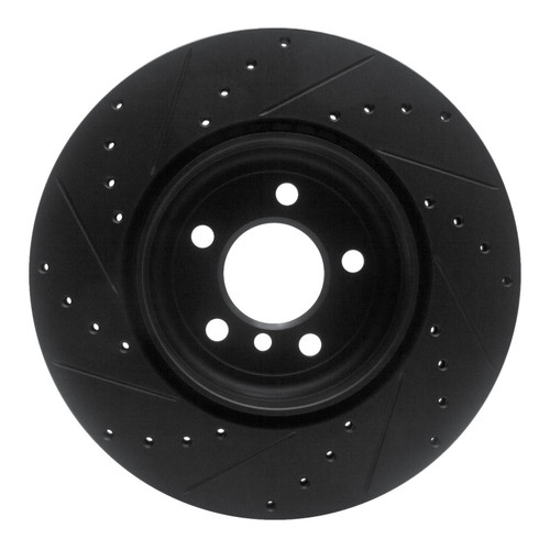 R1 10-19 BMW 535I GT xDrive Rear Right Drilled & Slotted Black Brake Rotor