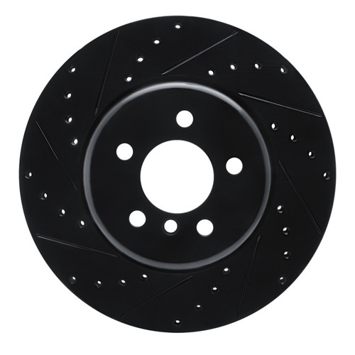 R1 10-19 BMW 535I GT Rear Left Drilled & Slotted Black Brake Rotor