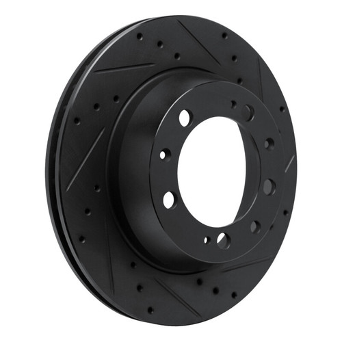 R1 86-95 Porsche 944 Turbo Rear Right Drilled & Slotted Black Brake Rotor