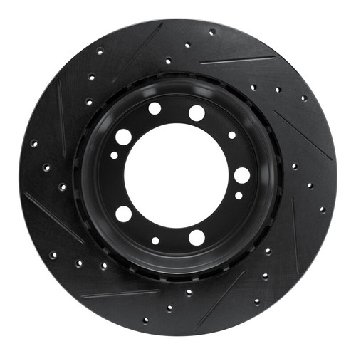 R1 86-95 Porsche 944 Turbo Rear Right Drilled & Slotted Black Brake Rotor