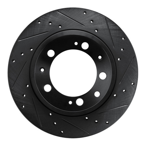 R1 86-95 Porsche 944 Turbo Rear Right Drilled & Slotted Black Brake Rotor