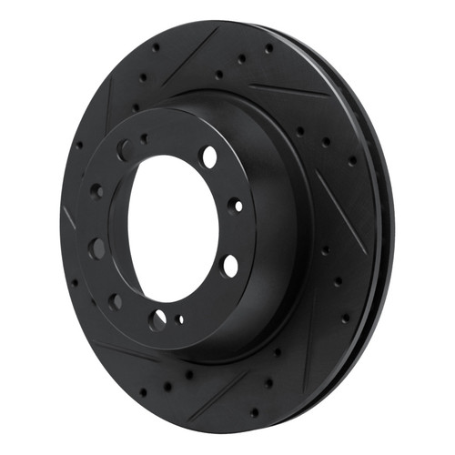 R1 86-95 Porsche 928 Rear Left Drilled & Slotted Black Brake Rotor