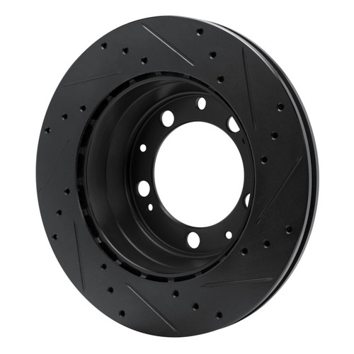 R1 86-95 Porsche 928 Rear Left Drilled & Slotted Black Brake Rotor