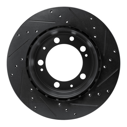 R1 86-95 Porsche 928 Rear Left Drilled & Slotted Black Brake Rotor