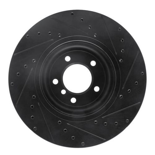 R1 11-16 BMW Z4 Front Left Drilled & Slotted Black Brake Rotor