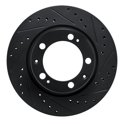 R1 87-95 Porsche 968 Front Right Drilled & Slotted Black Brake Rotor