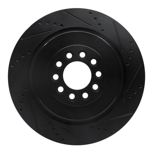 R1 03-05 Jaguar S-Type Front Right Drilled & Slotted Black Brake Rotor