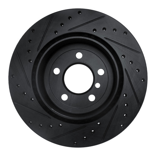 R1 11-16 BMW 535I Rear Right Drilled & Slotted Black Brake Rotor