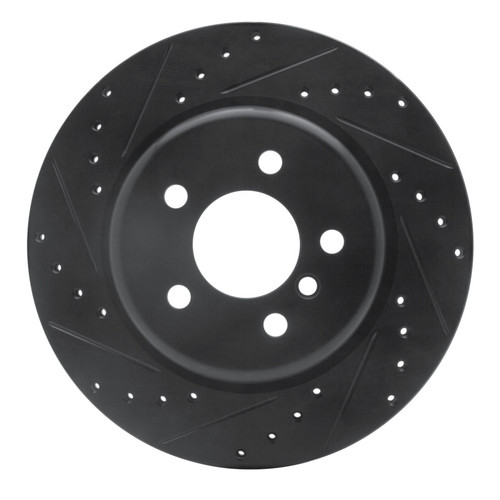 R1 11-16 BMW 535I Rear Left Drilled & Slotted Black Brake Rotor